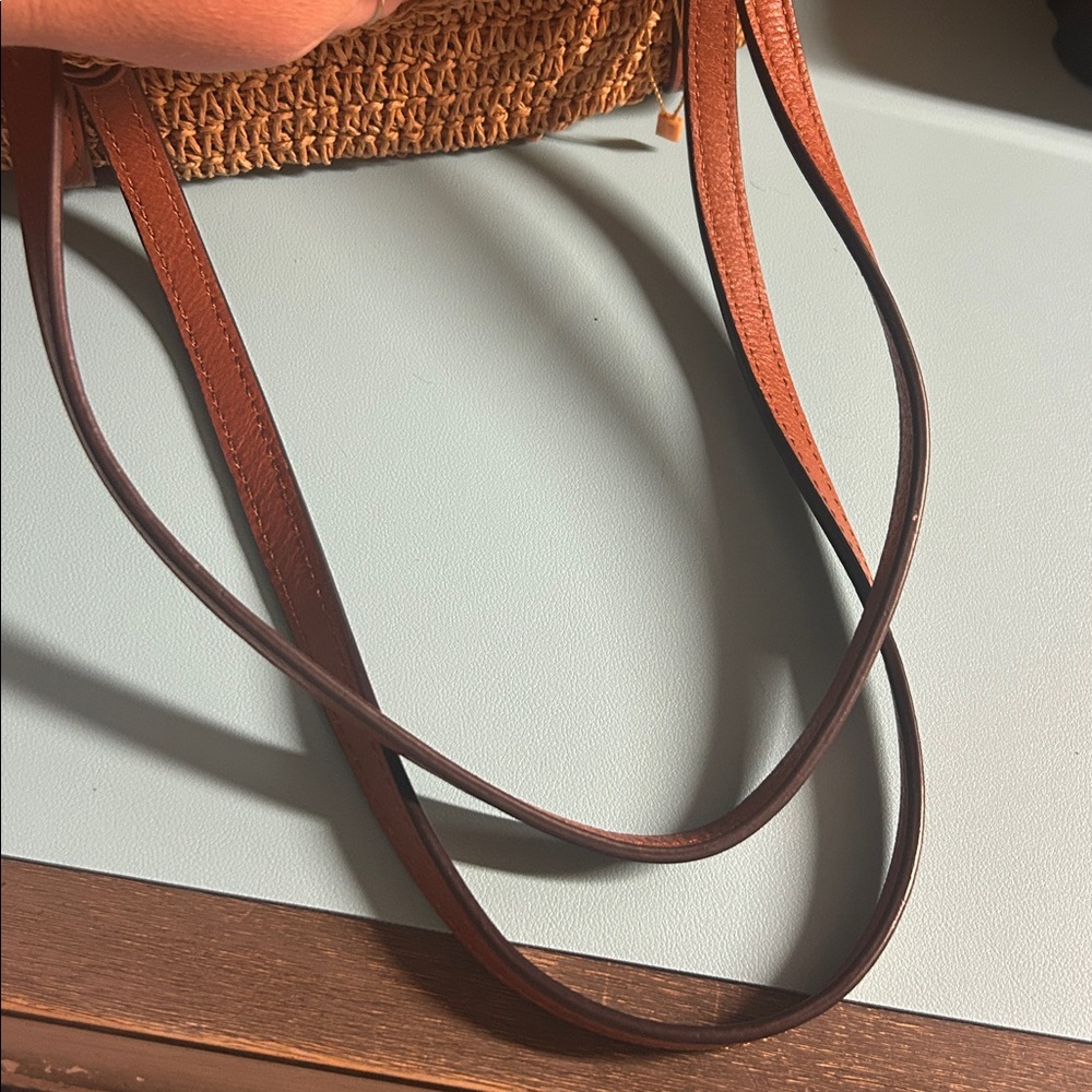 Michael‎ Kors Natural Raffia Woven Tote Leather Detail - Picture 6 of 6
